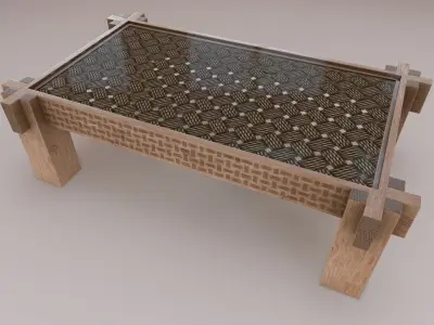 Wicker coffee table Free low-poly 3D model