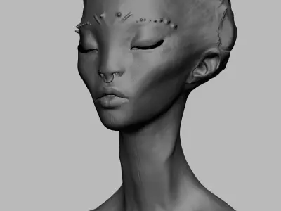 Alien Girl Face With UV  and High Detail Sculpt 3D model
