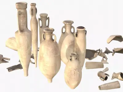 Amphora - Damaged Sand Terracotta Low-poly 3D model