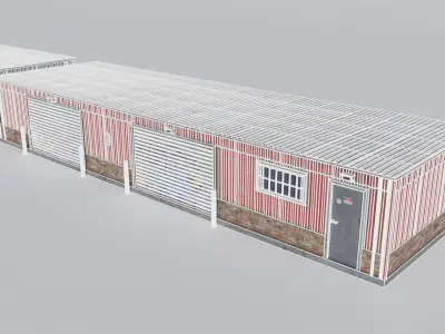 Small Industrial Utility Garage 4K and 2K Low-poly 3D model