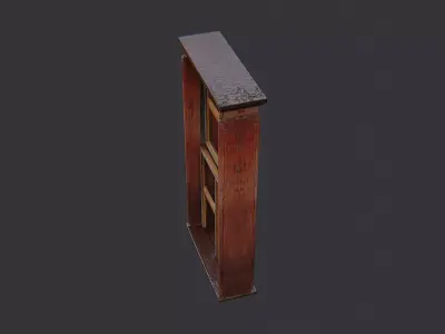 Ornate Wood Window Frame with Rusted Hinges Low-poly 3D model