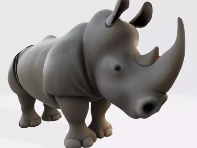 Rhino Model RigReady for Animation3D Printing Game Design Low-poly 3D model