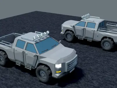 Pickup two trucks Free low-poly 3D model