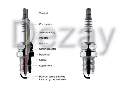 Four different spark plugs 3D model