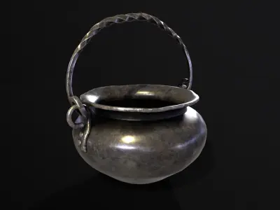 Medieval Iron Cauldron Low-poly 3D model