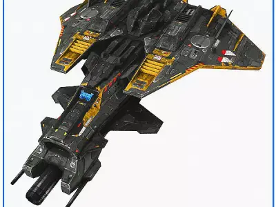 Low Poly SciFi Fighter S4 Low-poly 3D model