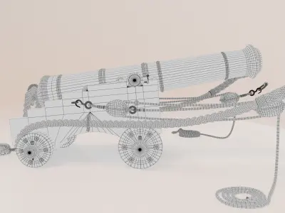 24 Pounder Naval Carriage Gun 3D model