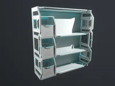 Sci-fi Closet Shelf type 4 Low-poly 3D model