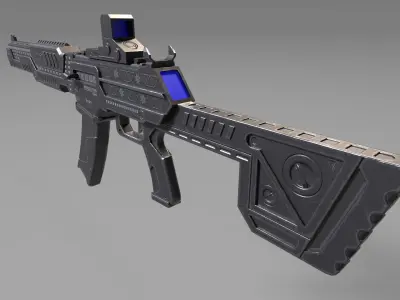 Sub Machine Gun - Black Color - Sporty Style Low-poly 3D model