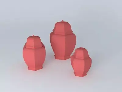 potiches Chinese chinese urns garnish Free 3D model