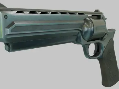 Rigged Low Poly Revolver With PBR Materials and multiple skins Low-poly 3D model