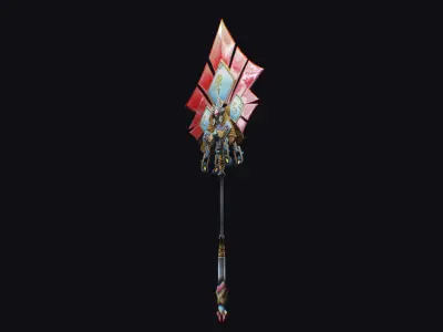 Magical Staff Magic Stick Fantasy Wand Axe Props Lowpoly Item Low-poly 3D model