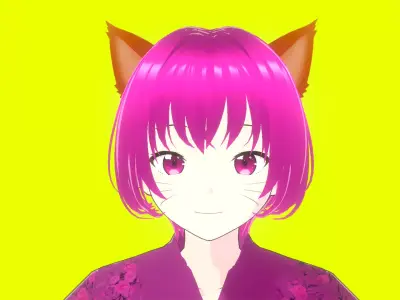 Traditional Anime Catgirl Chiyo Low-poly 3D model