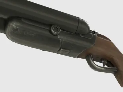 Low Poly Double Barrel Shotgun With PBR Materials Low-poly 3D model