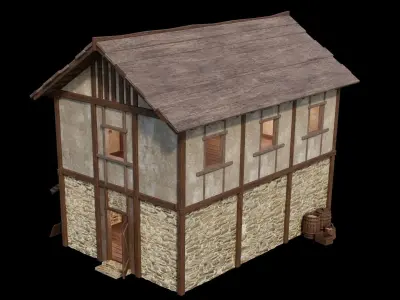Medieval House 04 - 4K Textures Game Ready Low-poly 3D model