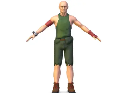 High Poly Man Slave Low-poly 3D model