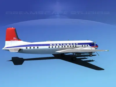 Douglas DC-7B Northwest Airlines 3D model