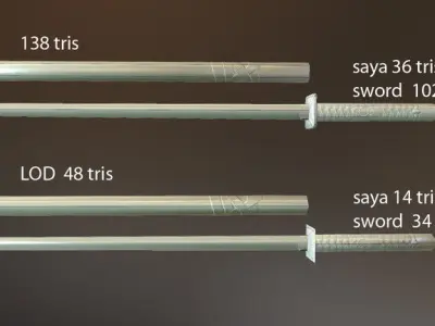 Ninjato PBR Free set Free low-poly 3D model