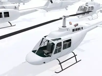 B206 Jet Ranger Static Helicopter Low Poly  Low-poly 3D model