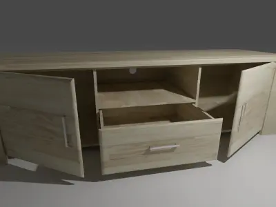Wooden Tv Stand 3d model Free 3D model