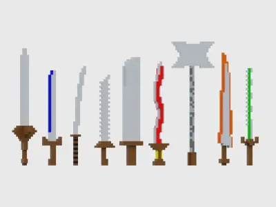 Voxel Weapon Low-poly 3D model