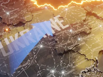 Ukraine detailed Map with Animated Low-poly 3D model