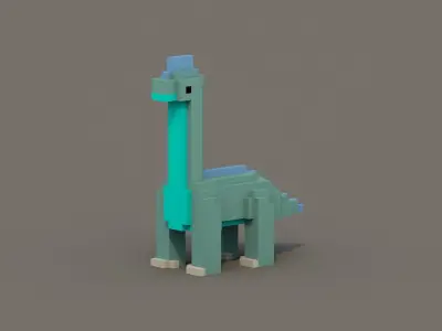 Dinosaur Voxel Pack Low-poly 3D model