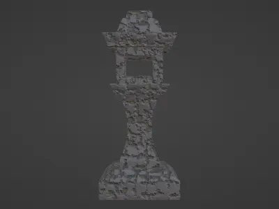 Japanese Stone Lantern Low-poly 3D model