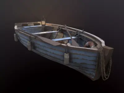 Old Fishing Boat Low-poly 3D model