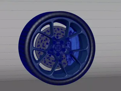 Bugatti Style Wheel High Poly 3D model
