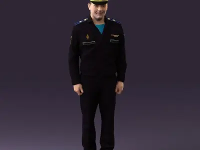 man in russian army blue uniform 1110 3D model
