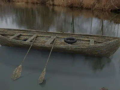 Old Row Boat-Game Ready Low-poly 3D model