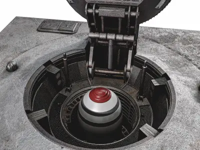 Missile Silo With Ballistic Missile Low-poly 3D model