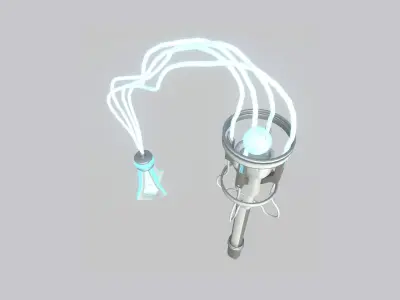 SciFi Flail A02 White Blue - Sci Fi Weapon Design Low-poly 3D model