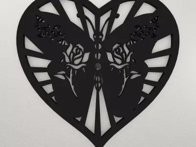 Butterfly Love Wall Decoration WARAJ50 3D print model