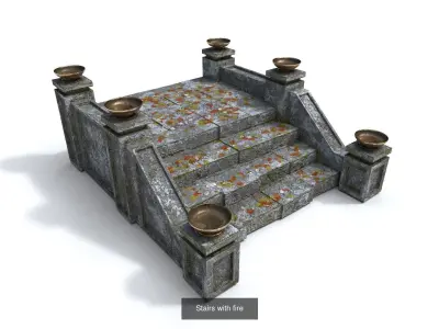 Stairs with fire Texture Pack 3D Model Collection