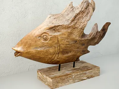Teak Fish Bust by Uttermost 3D model