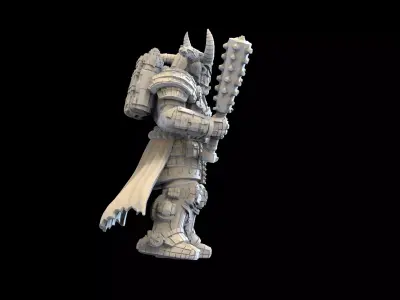 Sci-Fi Demon Warrior STL  Grimdark Armored Fighter Spiked Club 3D print model
