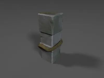 Low-poly stylized stone obelisk with root or vine Low-poly 3D model
