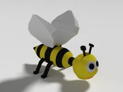 Low Poly Cartoon Bee Toy Low-poly 3D model