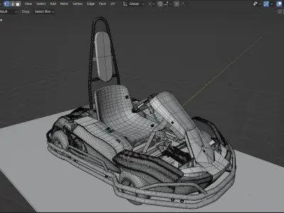 3D Petrol Powered Go- Kart with Roll Bar 3D model