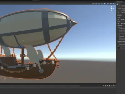 Fantasy Flying Airship Low-poly 3D model