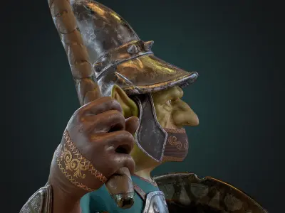 Goblin1 warrior holding shield Low-poly 3D model