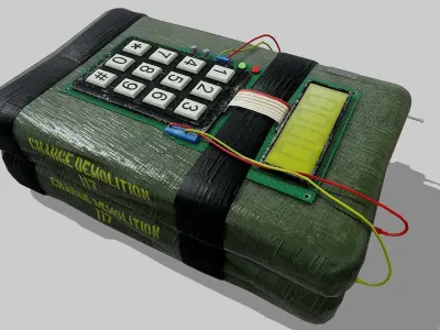 C4 explosive device Low-poly 3D model