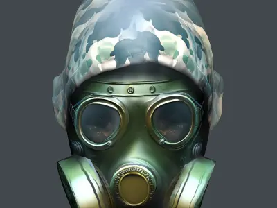 Gas mask helmet 3d model military combat Low-poly Low-poly 3D model