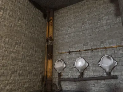 Older Toilet Game Ready Setup Low-poly 3D model