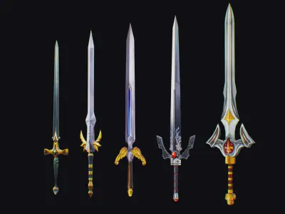 Sword Edged Weapon One Handed Medieval Melee Knife Iron Blade Low-poly 3D model