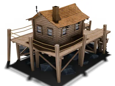 Fishing Shack Low-poly 3D model