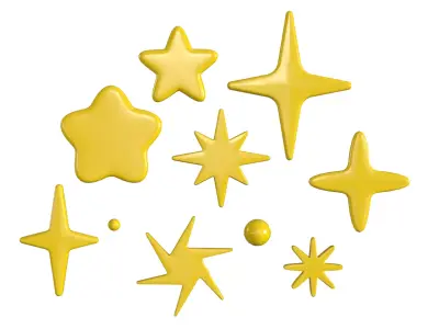 10 Cartoon Star PBR Low-poly 3D model