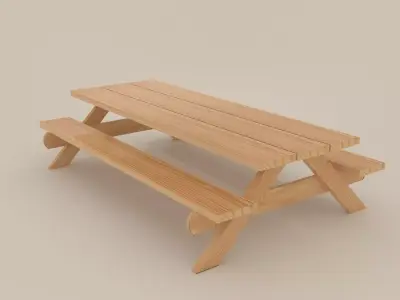 Picnic Bench Lowpoly Low-poly 3D model